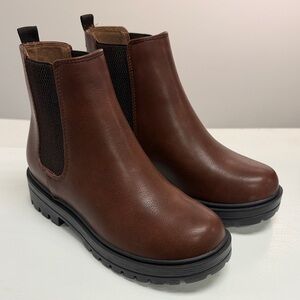 Brown Vegan Leather Ankle Boots